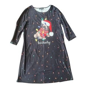 Black Christmas Pug dress with lights #Christmas #PugLove #Dressworks